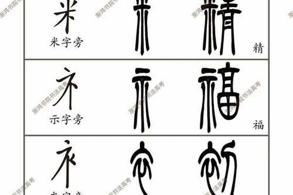 天干地支篆书部首(篆书偏旁部首大全)