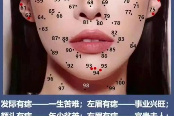 脸上长痣相风水—脸上痣的风水图